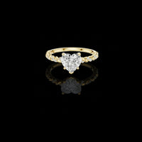 2.50 CT Romantic Heart Shaped Lab Diamond Ring with Twisted Pave Vine Band and Prong Setting For Love
