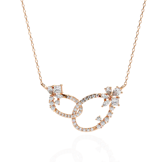 Interlocking Oval Mixed Cluster Necklace - view 2