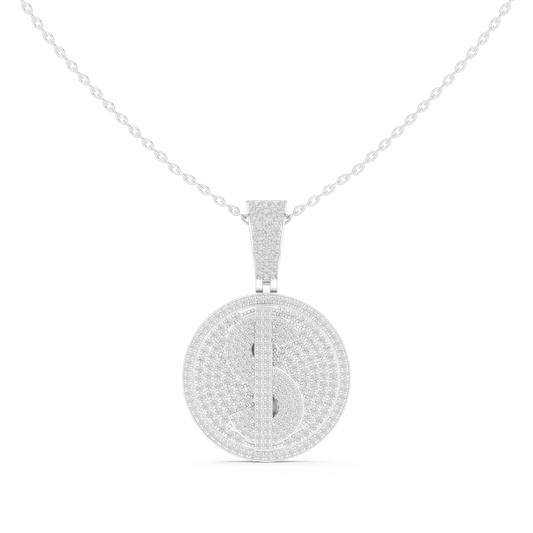 Men's Iced Out Dollar Symbol Circle Pendant with - view 3