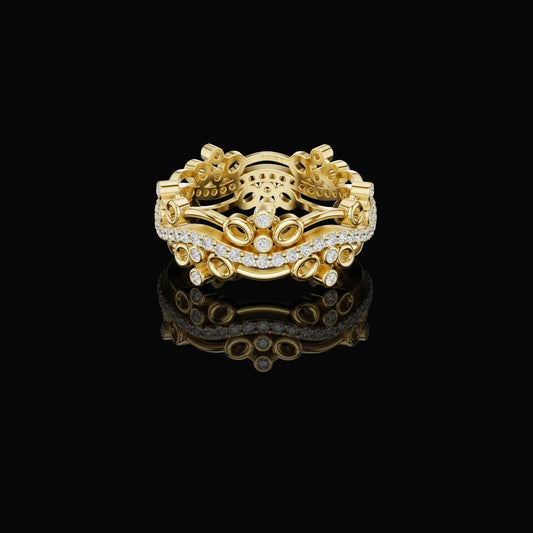 0.47 TCW Stylish Orbit Moissanite Round Diamond Band with Architectural Openwork Design