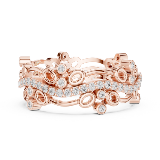 Openwork Round Cut Lab Diamond Architectural Eternity Band Ring - view 4