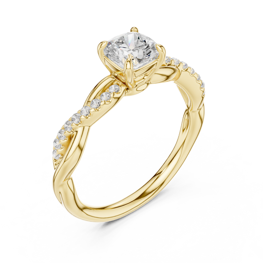 Cushion Cut Lab Diamond Twisted Pave Engagement Ring - view 2
