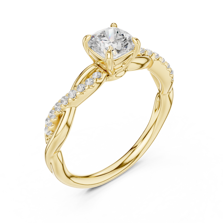 Cushion Cut Lab Diamond Twisted Pave Engagement Ring - view 2