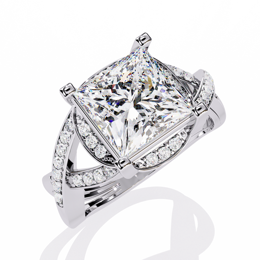 Princess Cut Lab Diamond Twisted Band Ring For Women - view 4