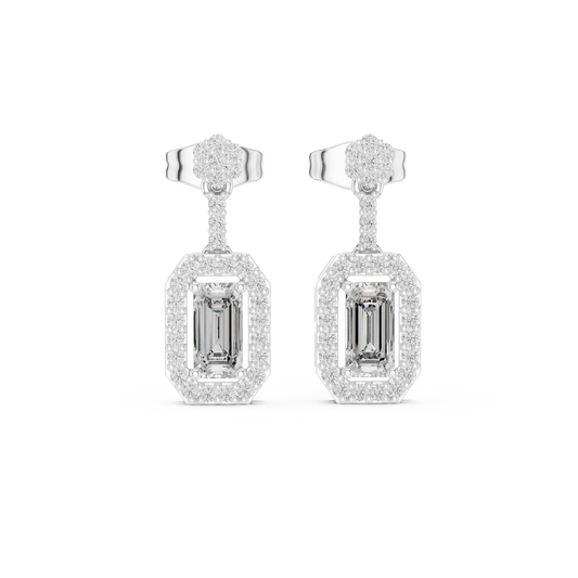 Scalloped Floating Halo Round Stud Earring - view 3