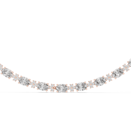Oval Tennis Necklace with Round Accents - view 4