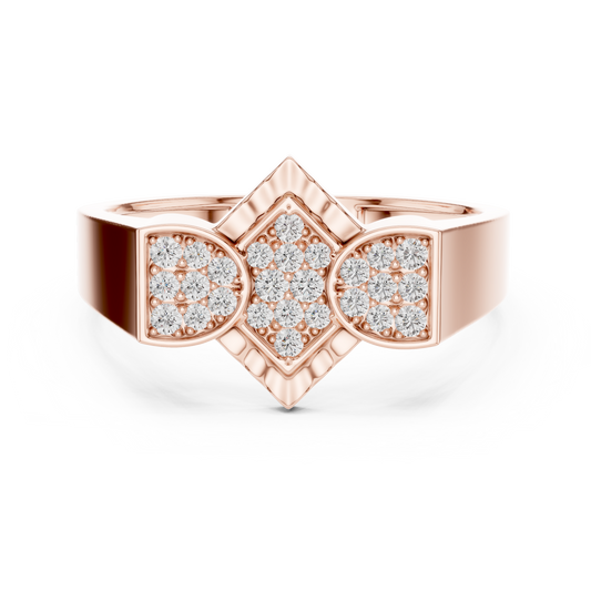 0.26 TCW Geometric Round Lab Grown Diamond Cluster Triple Shape Pave Statement Ring Luxury Fine Jewelry