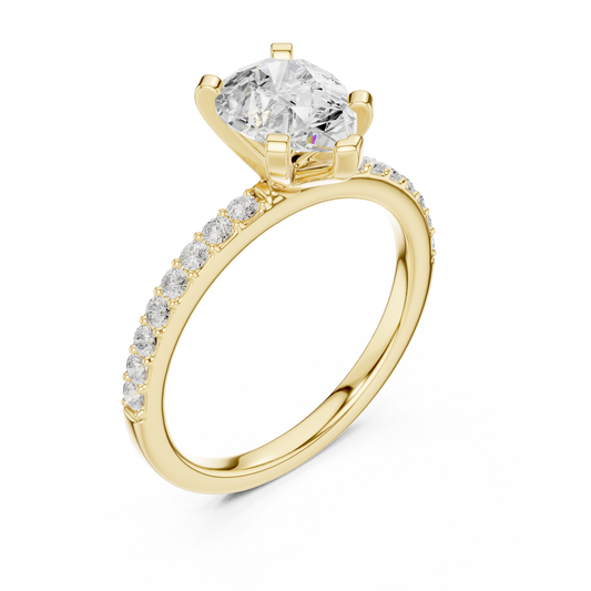 2.00 CT Pear Cut Lab Grown Diamond Solitaire with Pave Side Stones Engagement Ring Elegant Jewelry for Her