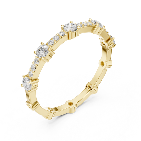 Round Lab Diamond Station Eternity Band - view 4