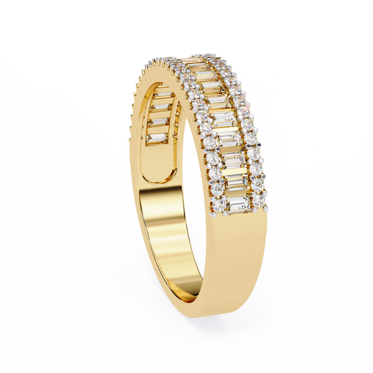 0.60 TCW Triple Row Baguette Lab Grown Diamond Band Luxurious Eternity Wedding Ring Statement Anniversary Ring