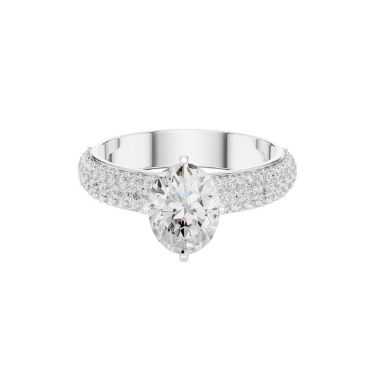 Oval Cut Triple Pave Lab Grown Diamond Solitaire Engagement Ring - view 3