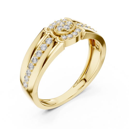 Round Lab Grown Diamond Pave Halo Wide Wedding Band - view 4