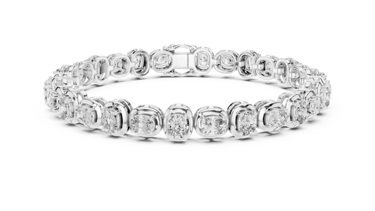 6.82 TCW Cushion Cut Moissanite Tennis Bracelet with Box Clasp - view 3
