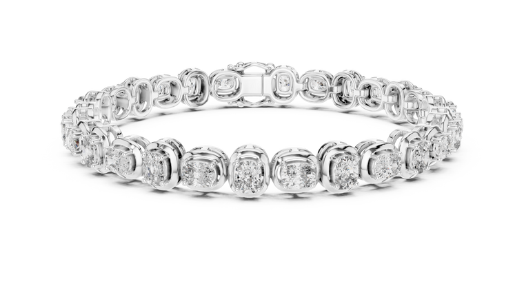6.82 TCW Cushion Cut Moissanite Tennis Bracelet with Box Clasp - view 3