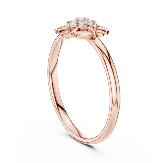 Designer Round Cut Lotus Cluster Ring - view 2