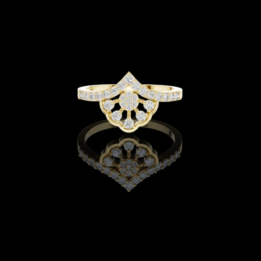 0.31 TCW Mandala Inspired Lab Grown Diamond Chevron Ring with Pave Set Round Brilliant Diamonds