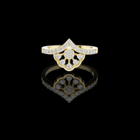 0.50 TCW Mandala Inspired Moissanite Diamond Chevron Ring with Pave Set Round Brilliant Diamonds