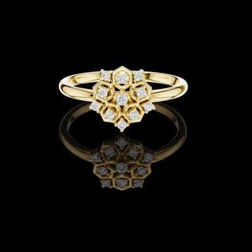 0.10 CT Radiant Cluster Floral Mandala Moissanite Diamond Ring Intricate Artisan Luxury Design