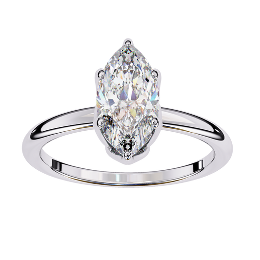 Six Pave Setting Marquise Moissanite Solitaire Engagement Ring - view 4