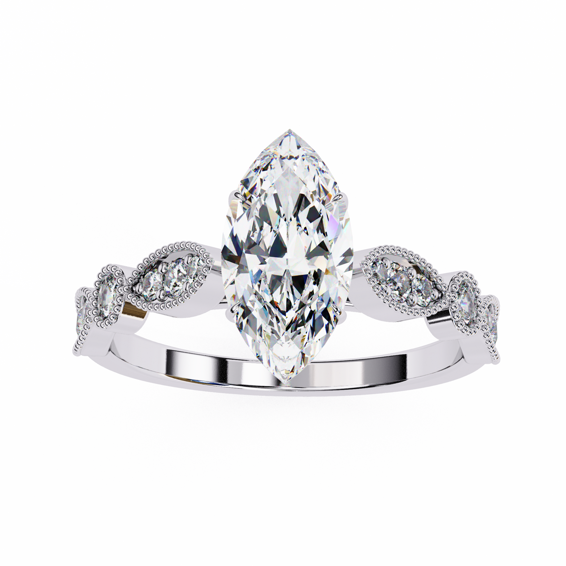 Diamond ring with a pear-shaped center stone 