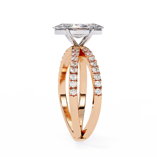 Split Shank Pave Marquise Cut Lab Diamond Engagement Ring - view 3