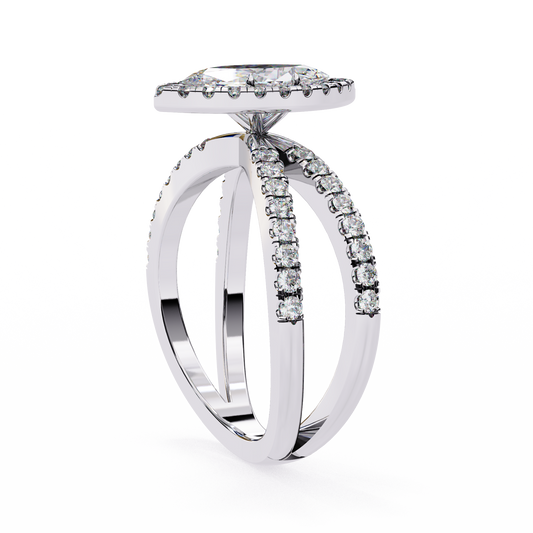 0.82 CT Eternal Glow Marquise Cut Lab Grown Diamond Ring With Gold Band For Warm Echo