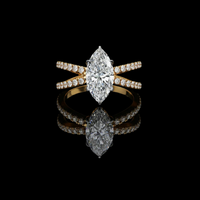 1.50 CT Marquise Cut Lab Grown Diamond Split Shank Ring Sparkling Pave Unique Design by Ivevar Luxury