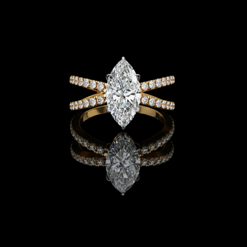 1.50 CT Marquise Cut Moissanite Diamond Split Shank Ring Sparkling Pave Unique Design by Ivevar Luxury