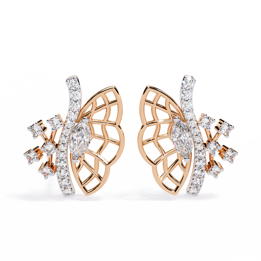 Butterfly Grace Marquise Cut Studs with Round Side Stones - view 2