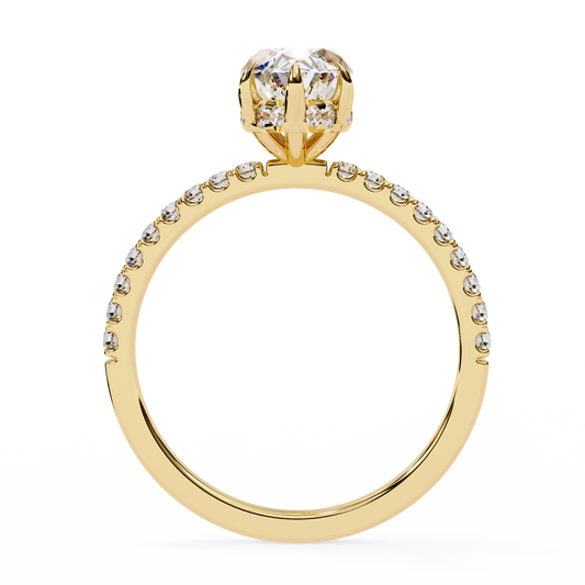Marquise Cut Moissanite With Hidden Halo Pave Anniversary Ring - view 2