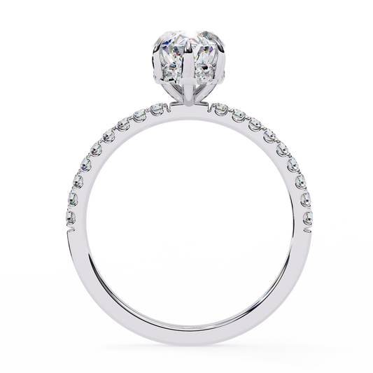 Marquise Cut Moissanite With Hidden Halo Pave Anniversary Ring - view 4