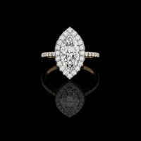 2.50 CT Ethereal Grace Marquise Cut Lab Grown Diamond Halo Engagement Ring with Pave Band