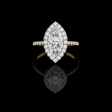 1.41 CT Ethereal Grace Marquise Cut Lab Grown Diamond Halo Engagement Ring with Pave Band