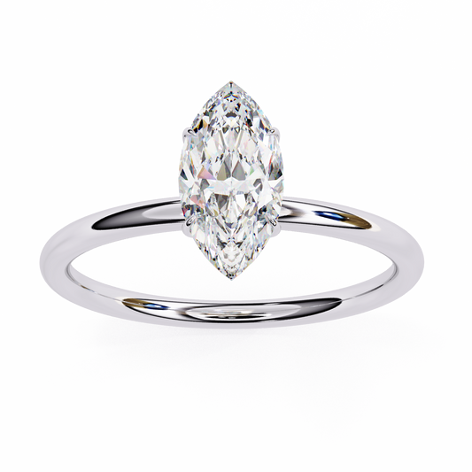 Marquise Cut Lab Diamond Solitaire Engagement Ring With Six Prong - view 4