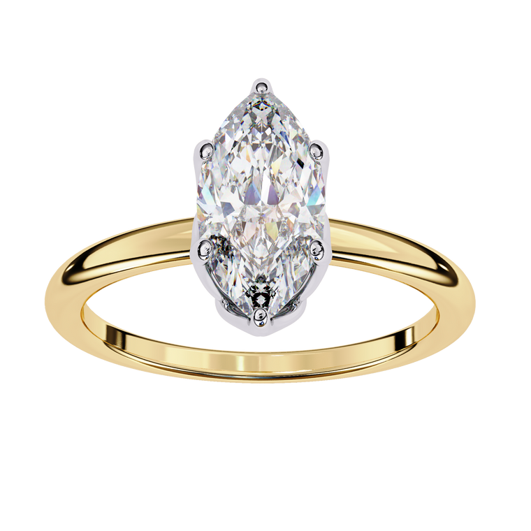 Six Pave Setting Marquise Moissanite Solitaire Engagement Ring - view 2