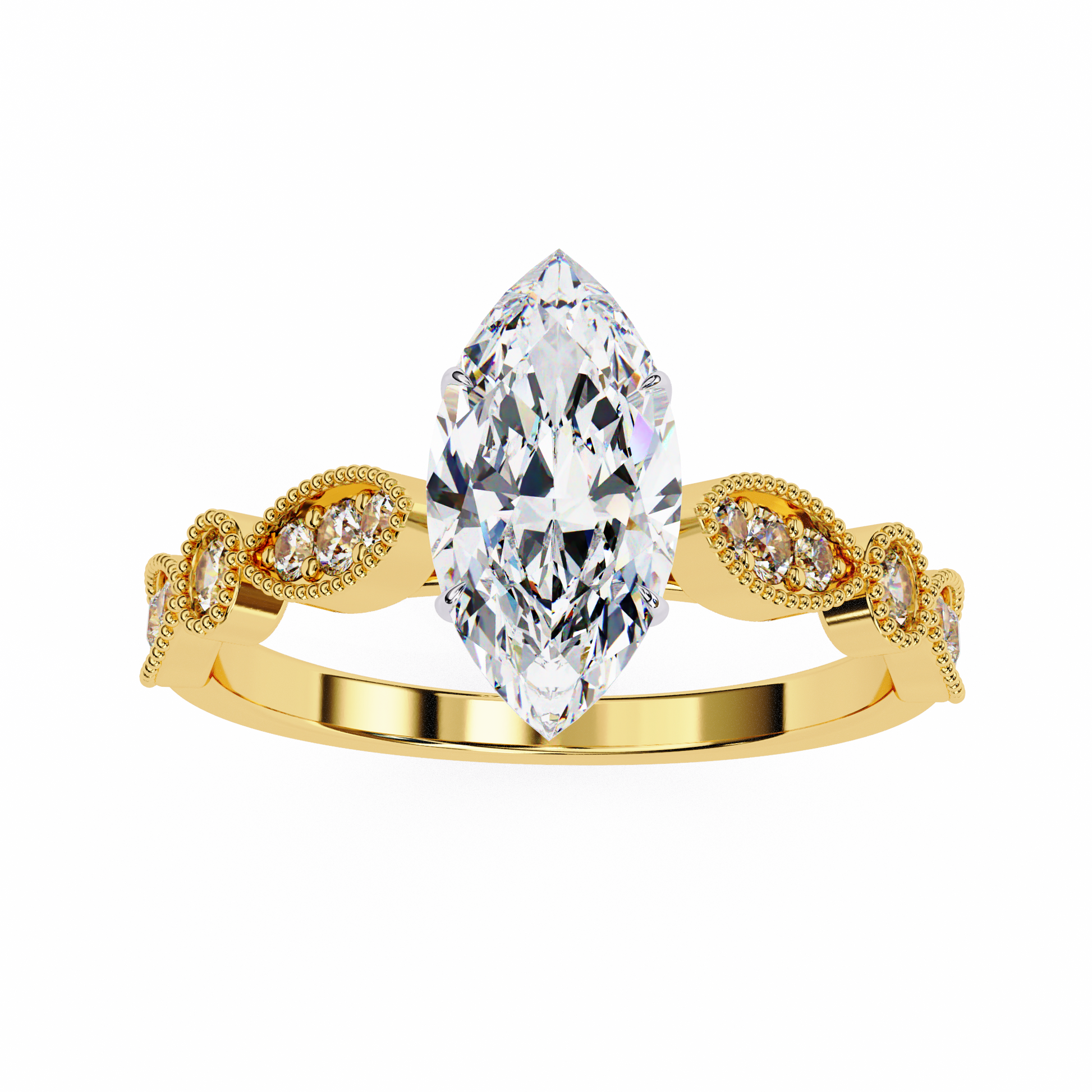 Gold ring with a large pear-shaped diamond 