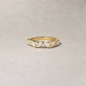 4.00 TCW Sparkling Low Profile Marquise & Round Moissanite Diamond Half Eternity Setting Band