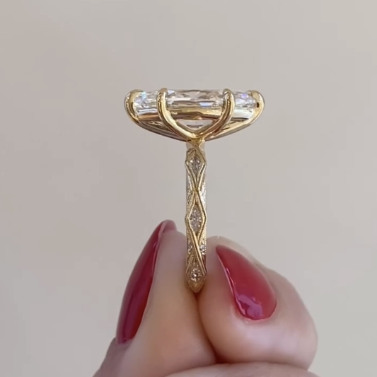 Marquise Cut Lab Diamond Vintage Engagement Ring - view 4