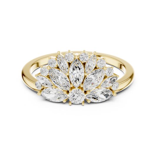 Marquise Lab Diamond Floral Cluster Cocktail Ring - view 3