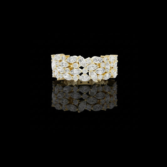 0.56 TCW Luminous Laurel Marquise Moissanite Cluster Band with Layered Botanical Sparkle Design For Girl