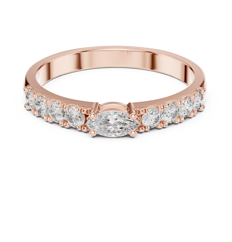 Accents Marquise and Round Moissanite Eternity Ring With Pave Band - view 2