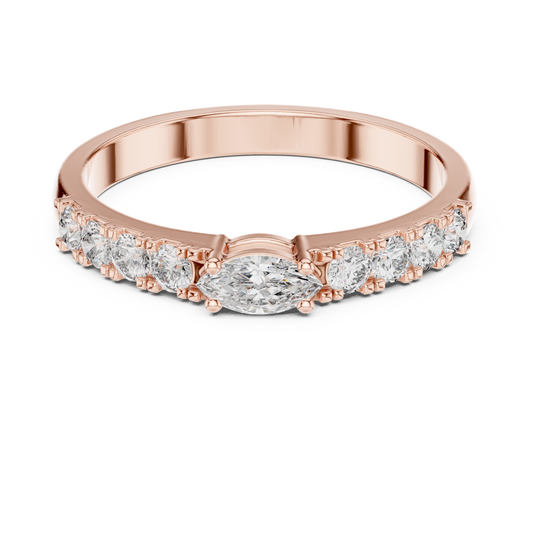Accents Marquise and Round Lab Diamond Eternity Ring With Pave Band - view 2