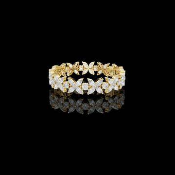 14.05 TCW Luxurious Lab Grown Bracelet Featuring Marquise Cut Diamond Floral Motifs