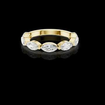 1.70 TCW Designer Style Marquise Cut Moissanite Diamond Wedding Band in Solid Gold For Girl