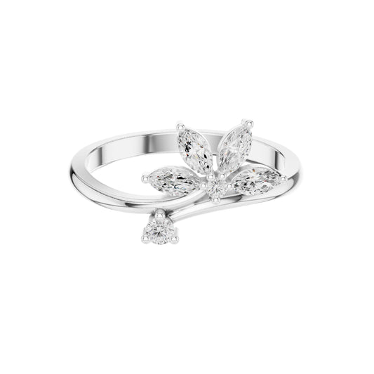 Marquise Moissanite Floral Open Bypass Statement Ring - view 3