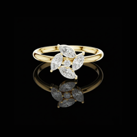 0.01 CT Marquise Lab Grown Diamond Cluster Floral Elegant Petal Shaped Statement Ring for Women