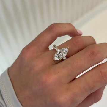3.00 CT Signature Marquise Cut Lab Grown Diamond Ring With Delicate Side Accents
