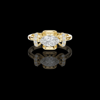 2.50 CT Shiny Marquise Cut Lab Grown Diamond Ring with Sculpted Split Prong Setting and Side Accents