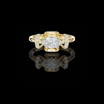 0.67 CT Shiny Marquise Cut Lab Grown Diamond Ring with Sculpted Split Prong Setting and Side Accents