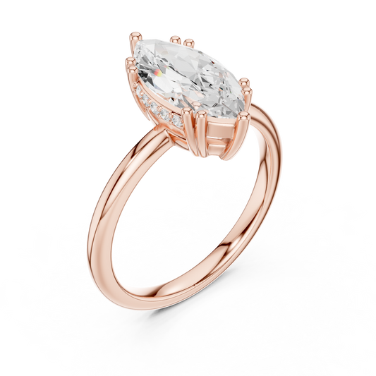 Solitaire Marquise Cut Lab Diamond Ring - view 3